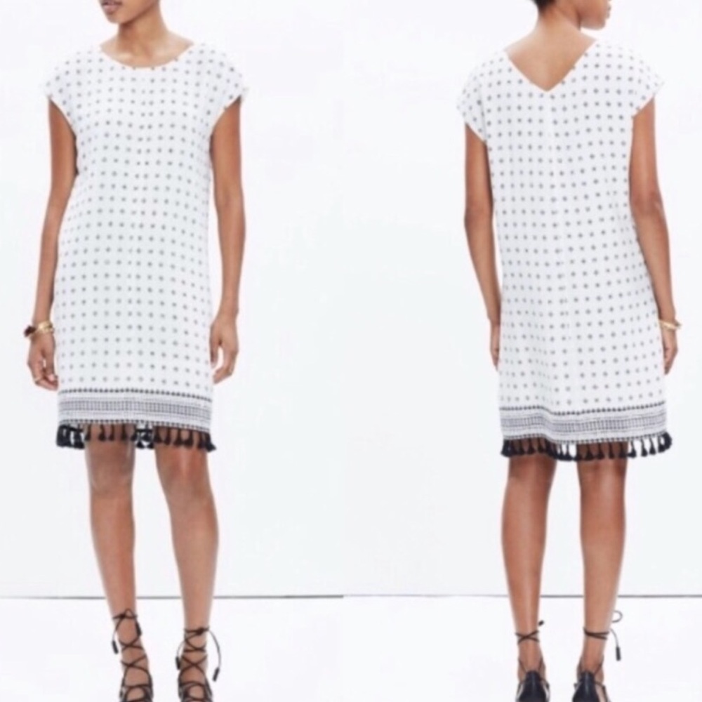 Madewell Scatterblack Tassel dress White and black Size XS